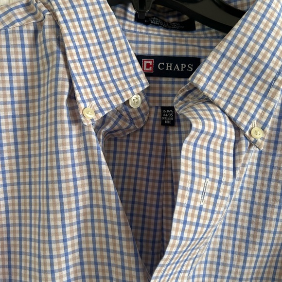 Chaps Blue and White Plaid Button Down Shirt - Picture 2 of 3